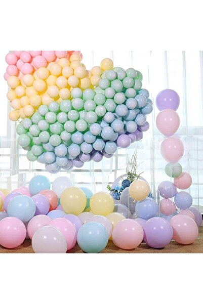 Parti dolabı Set of 12 Mixed Color Macarons Pastel Balloons