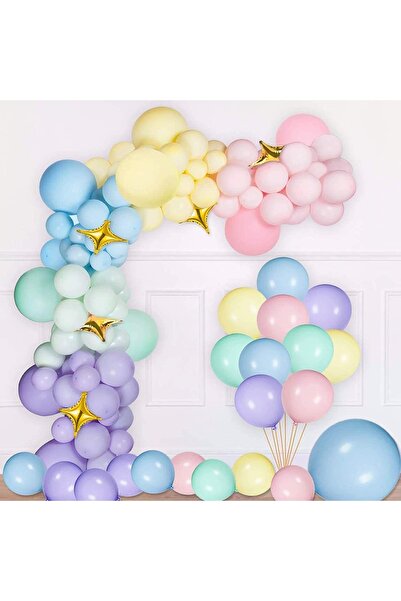 Parti dolabı Set of 12 Mixed Color Macarons Pastel Balloons