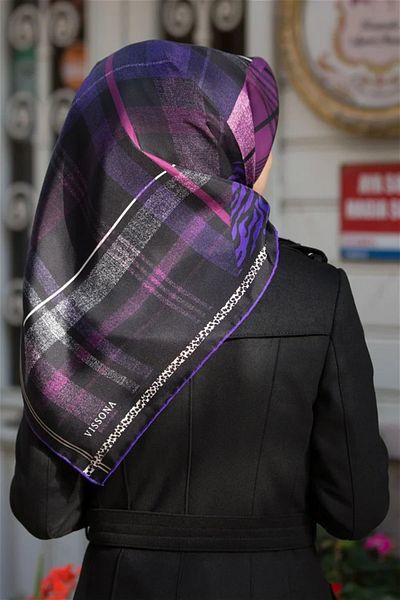 Vissona Γυναικείο μεταξωτό κασκόλ Twill Μαύρο Μωβ