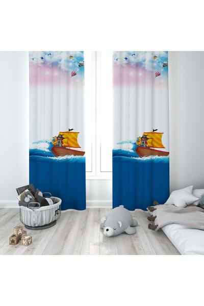 MODA Абсолютно інша дитяча кімната з піратським морським малюнком на шторах B...