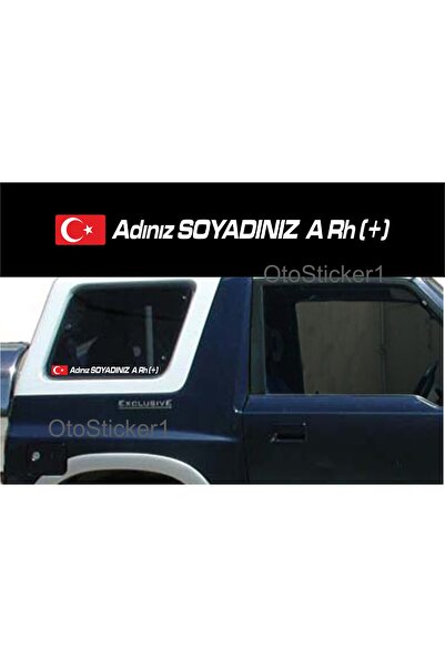 Oto Sticker Isme Özel Kan Grubu Bayraklı Isimlik Sticker Zeminsiz