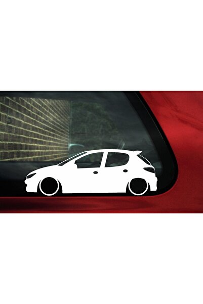 Oto Sticker Peugeot 206 Basık Kelebek Silüet Stickeri 2 Adet