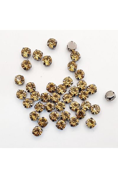 yiğit aksesuar 8 Mm Case Planted Glass Stone Black Case Champagne 20 Pieces