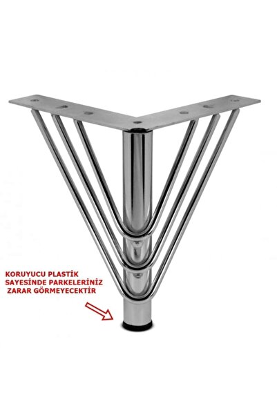 ALBATROS Üçgen Model Krom Metal Mobilya, Dolap, Koltuk, Kanepe, Tv Ünitesi Ayakları 20 Cm Metal (4 Adet)