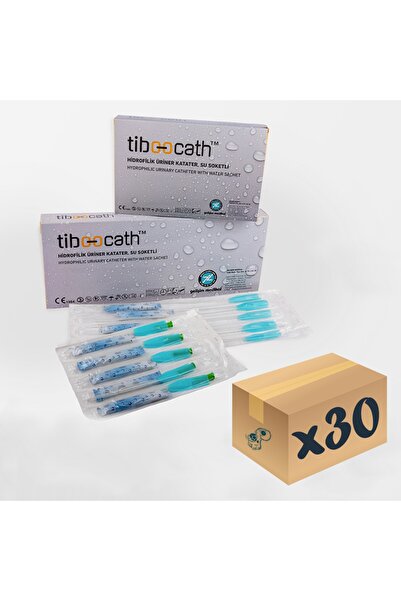 TİBOOCATH Kayganlaştırıcı Jelli Hidrofilik Üriner Kateter Su Soketli Sonda Ch 14-40 30'lu Paket