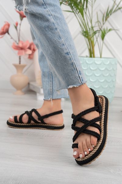Moda Değirmeni Sandale Flip Flops de damă negre Md1014-123-0001