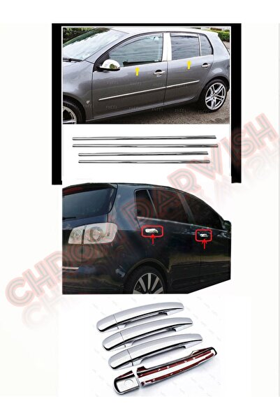 darwish Vw Golf 5 Uyumlu Krom Cam Çıtası 2005-2009 4prç Ve Kapı Kolu 4 Kapı K...