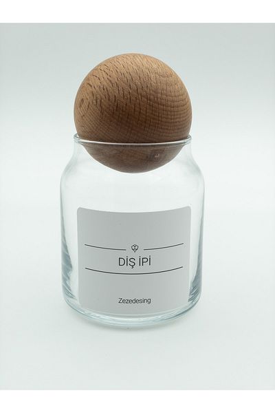 zezedesing Decorative Wooden Ball Cover Dental Floss Jar Box 300ml