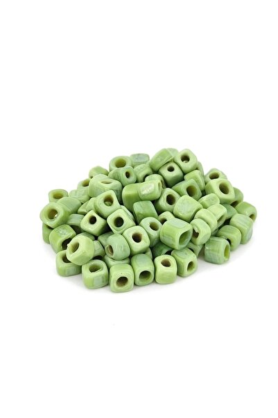 Selvi Konsept Kare Cam Boncuk Mat Yeşil Küçük Boy 8 mm 40 Adet