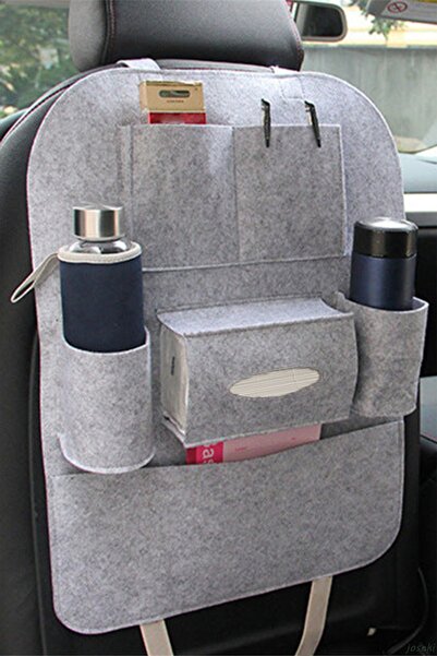 joseki منظم ظهر مقعد السيارة، ملحق تخزين اللباد، لون رمادي