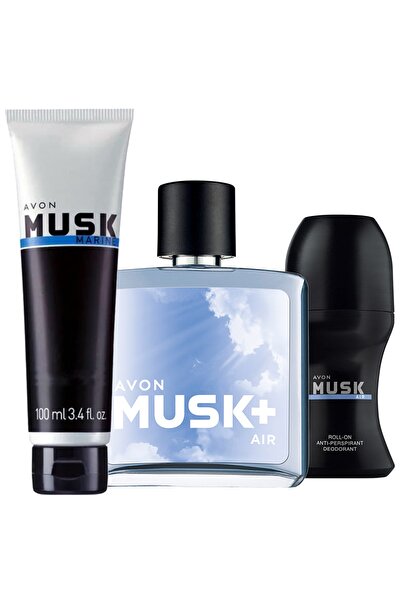 AVON Musk Air Erkek Parfüm Rollon ve Musk Marine Tıraş Sonrası Jel Paketi