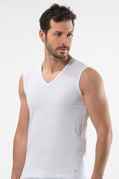 Cacharel 5 Men's Sports V-Neck Undershirt 95% Cotton 5% Elastane