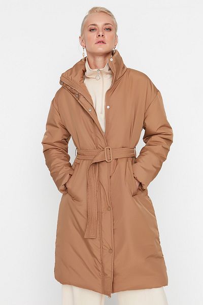 Trendyol Collection Jachetă cu puf matlasată supradimensionată maro TWOAW23MO00316