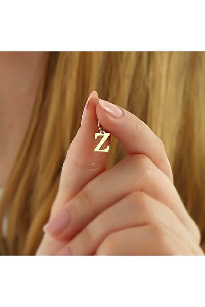 bigakan Z Harfi Altın Kaplama 925 Ayar Gümüş Kolye Ucu