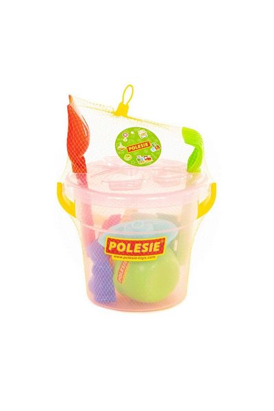 Polesie Toy "maxi" Bucket Set, Molds + Shovel + Rake + Watering Can and Large Bucket with Handle 9 Pieces