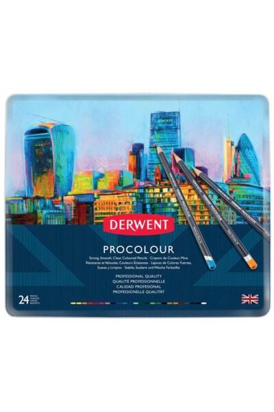 Derwent Procolour Pencil (dry Paint Pen) 24 Pieces Tin Box