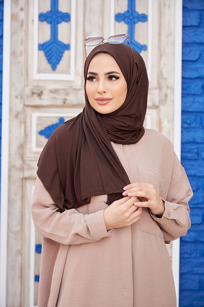 Naciye Sultan Combed Cotton Shawl Bitter Brown