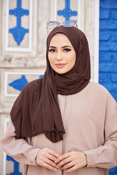 Naciye Sultan Combed Cotton Shawl Bitter Brown