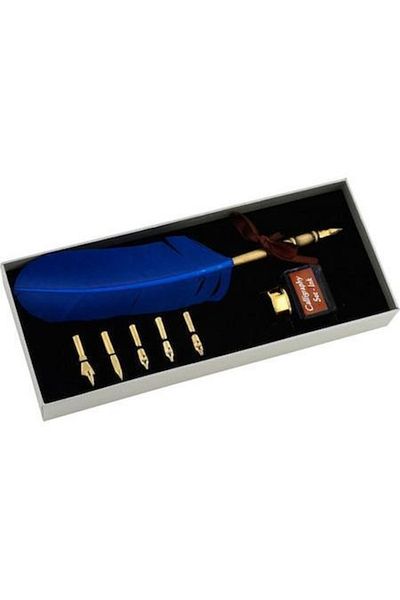 PİGADO Original Steel Pen Feather Dip Pen Set Blue