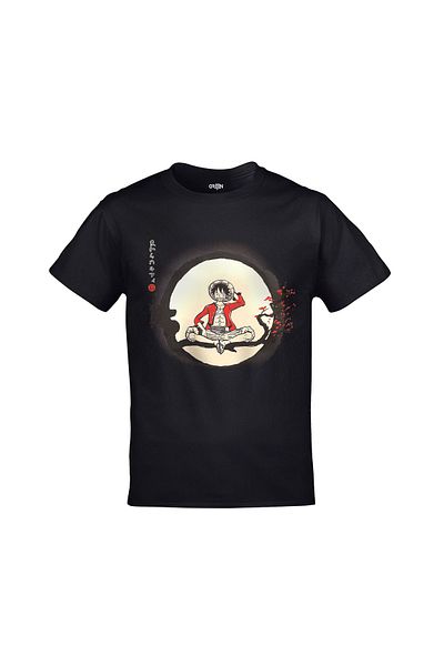 Orijin Tekstil One Piece Monkey D. Luffy Tree εμπριμέ Unisex μαύρο μπλουζάκι
