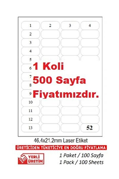 A1 Etiket A1-2052 100 A4 listova laserskih etiketa 46 x 21 mm laserska etiket...