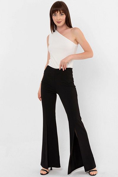 Laranor Black Slit Half Spanish Crepe Trousers