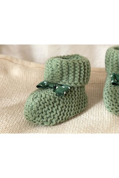 English Home Soft Knitwear Bow Baby Socks 6-12 Months Green