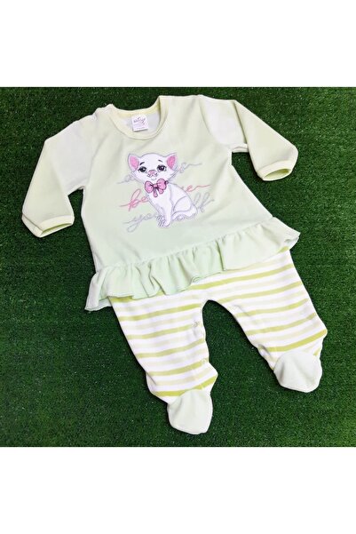 Sönmez Baby Velvet Baby Girl Jumpsuit with Cat Embroidered Skirt