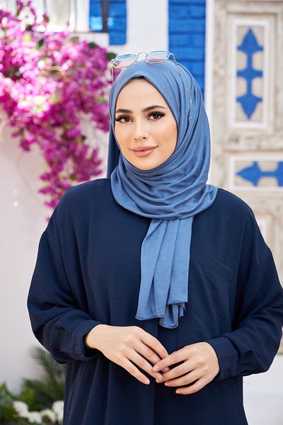 Naciye Sultan Jersey Shawl Indigo Blue