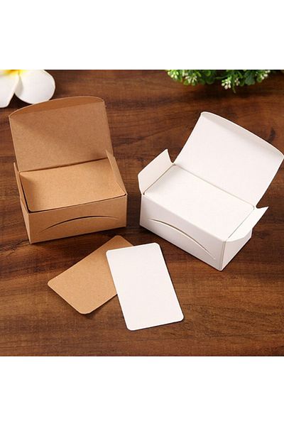 DERELİ MATBAA Kraft and White Empty Cards 50 Pieces Total 100 Pieces