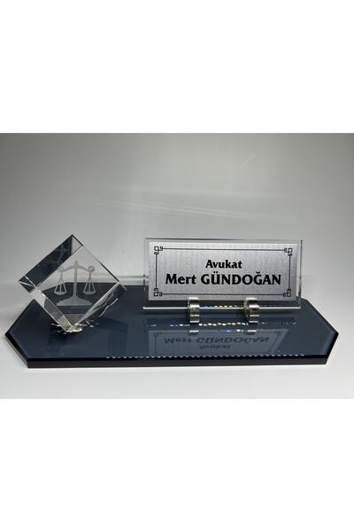 Gündoğan Kristal Avukat Savcı Hakimlere Özgü Küp Patlatma Logo Ve Füme Cam Ma...