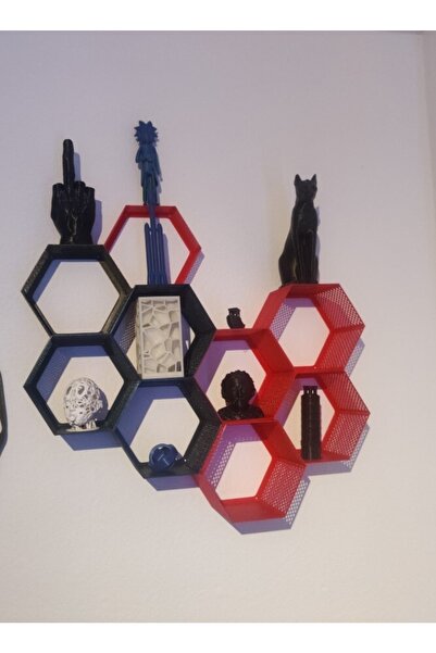 TuransoyCraft Hexagen Altıgen Dekoratif Duvar Rafı 1 Adet