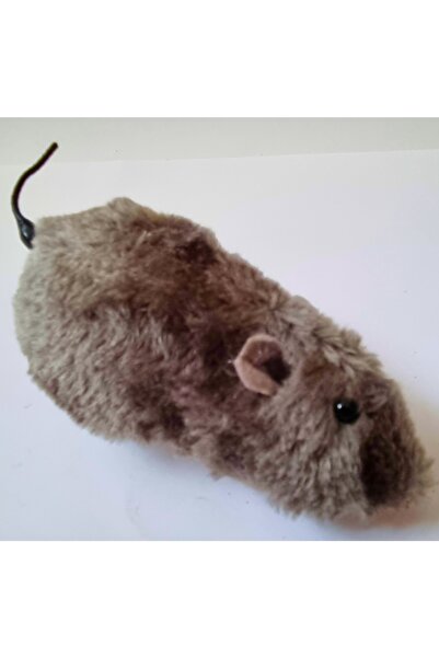 Mahi Max Kurmalı Tüylü Fare - Kuyruk Sallayan Şaka Sıçanı - Gerçek Görünümlü Kedi Oyuncağı - Gri 1 Adet