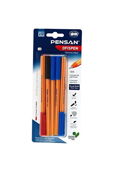 Pensan مجموعة أقلام حبر جاف متعددة الألوان مكونة من 10 أقلام، 1 مم