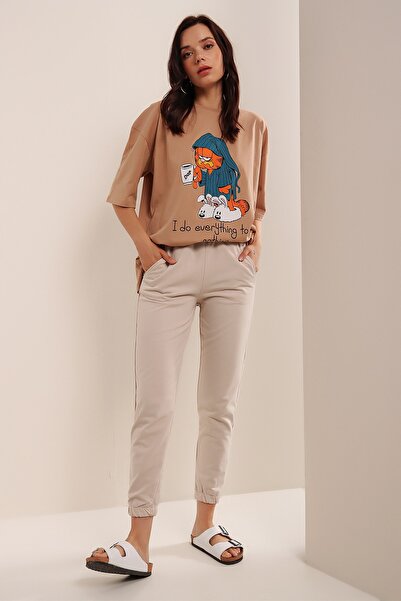 HAKKE Women's Cream Pocket Sweatpants