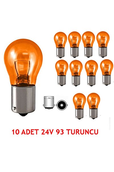 Genel Markalar Sinyal Ampülü Tek Duy 24v 93 21w Turuncu 93 24 Volt Ağır Vasıta Sinyal Ampulu 10 Adet