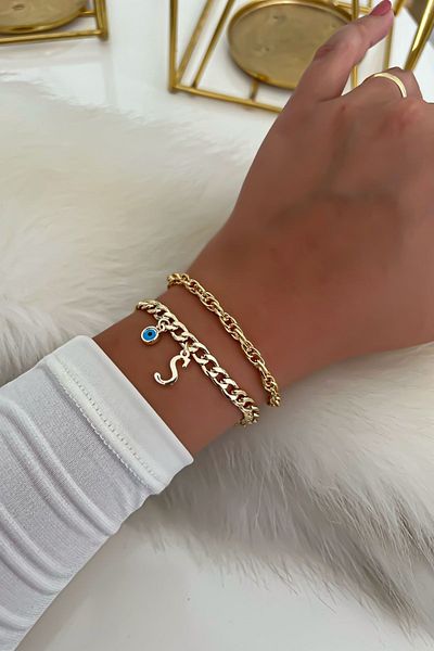 Trendy Butik سوار سلسلة مزدوجة بحروف 25 قطعة