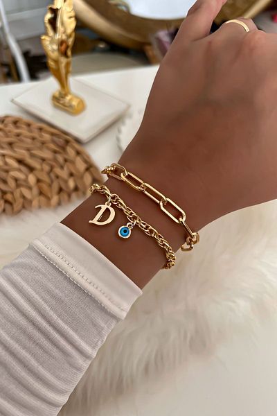 Trendy Butik 18 سوار سلسلة استيراد Dedek (مع الحروف)