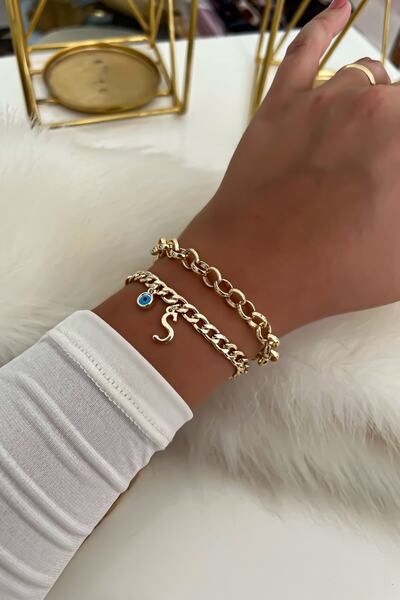 Trendy Butik سلسلة مزدوجة بحروف - سوار 29 قطعة