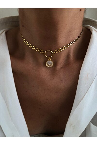 Rossetto Shoes Rs Altın Kaplama Zirkon Taşlı Smile Choker