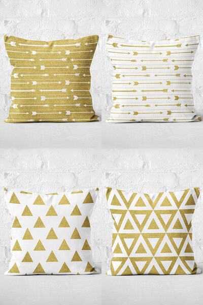 Nish & Royal Set de 4 huse de pernă și perne decorative cu detalii aurii