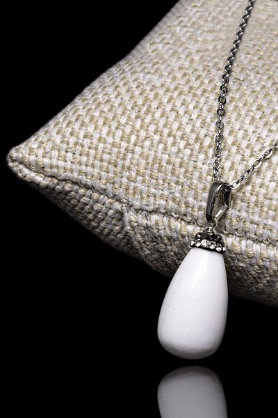 Tesbih Atölyesi Certified Natural Mother of Pearl Stone Necklace (Zircon Stone)