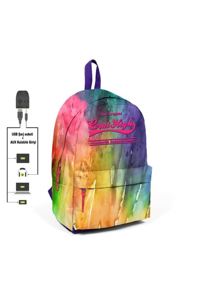 Coral High Yaygan Coral High 23434 Backpack with USB + Aux Socket and Laptop ...