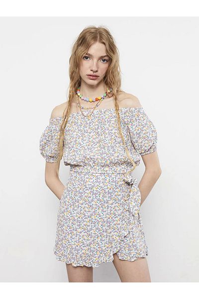 LC Waikiki Xside Elastic Waist Γυναικεία Σορτς Φούστα Floral Viscose