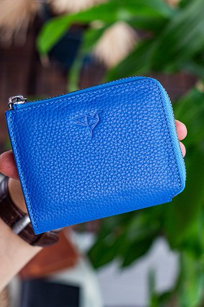 Garbalia Πορτοφόλι Unisex της Leeds από γνήσιο δέρμα Saks Blue με φερμουάρ