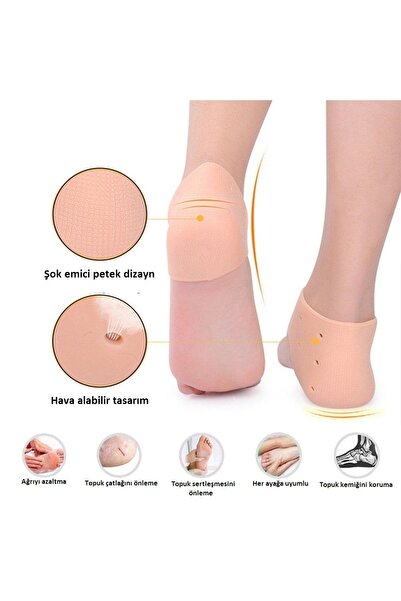 Ht Sağlık Silikon Topuk Koruyucu Çorap - Topuk Çatlağı Gömleği