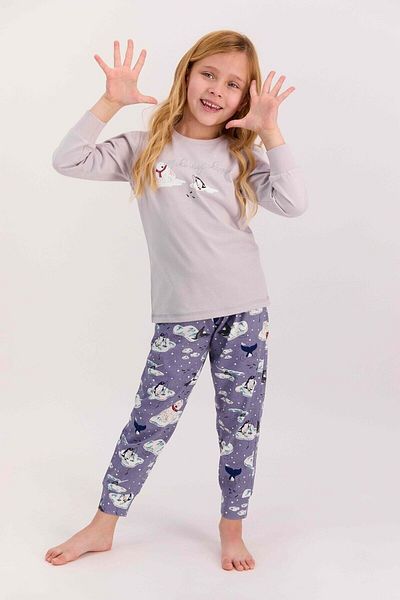 Arnetta Make Magic Happen Light Gray Girl's Long Sleeve Pajama Set