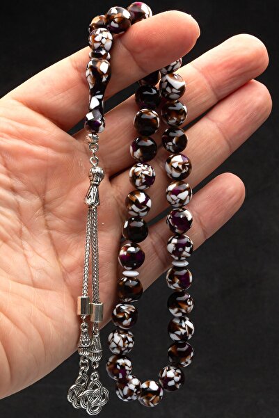 OTTOTESBİH Μωσαϊκό σε σκόνη κεχριμπαρένιο χάντρες προσευχής σε ξύλινο κουτί όταν με λείπει πολύ