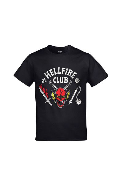Orijin Tekstil Stranger Things Hellfire Club Printed Unisex Black Tshirt