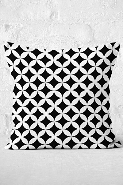 Nish & Royal Husă de pernă decorativă cu motiv geometric circular imprimat di...